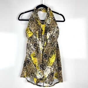Swimsuits For All Swimdress Yellow Snakeskin Halter One Piece Women's 18 NWT